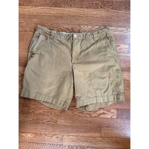 LL Bean Signature Mens 38W Slim Straight Fit Chino Short Khaki Tan Cotton Canvas